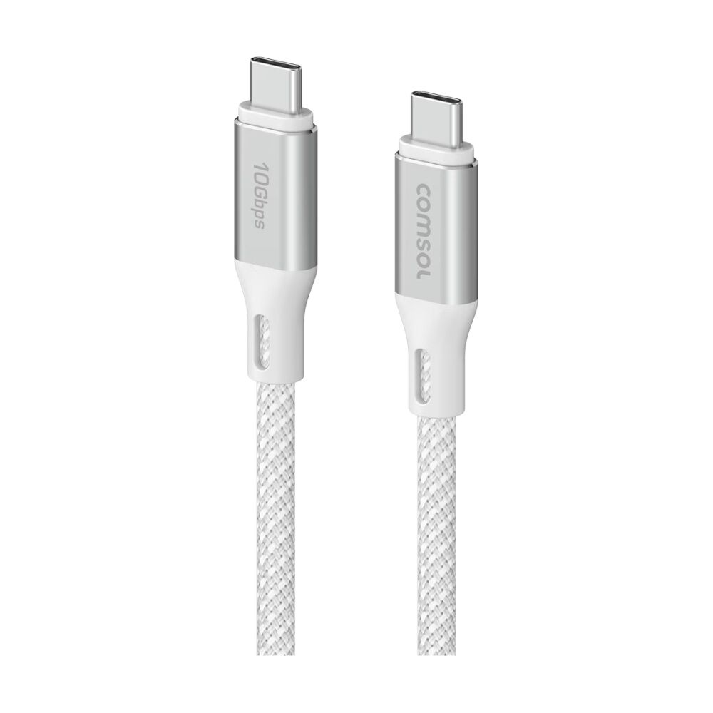 4PK Comsol USB-C To USB C10Gbps Fast Charge 60W Charging Cable White 1.2m