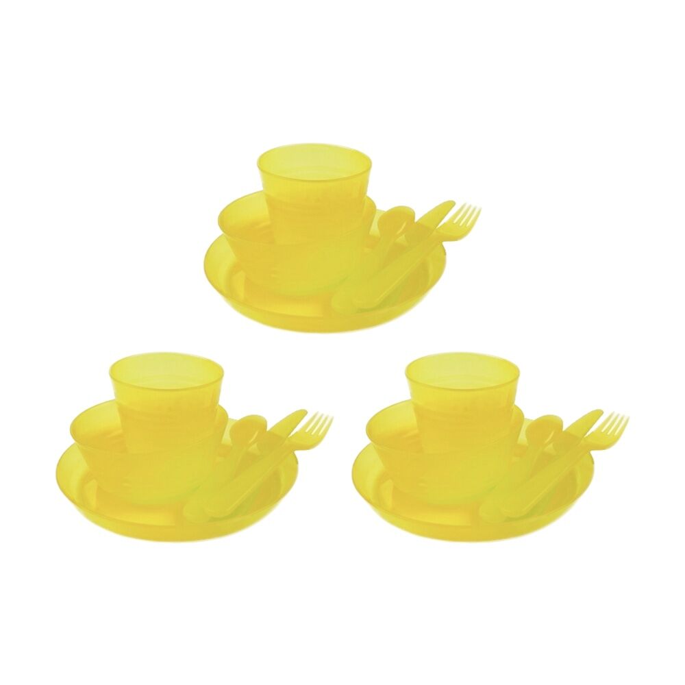 3x 6pc Cockatoo Camping Kids Camp Dinner Set Lightweight With Storage Bag