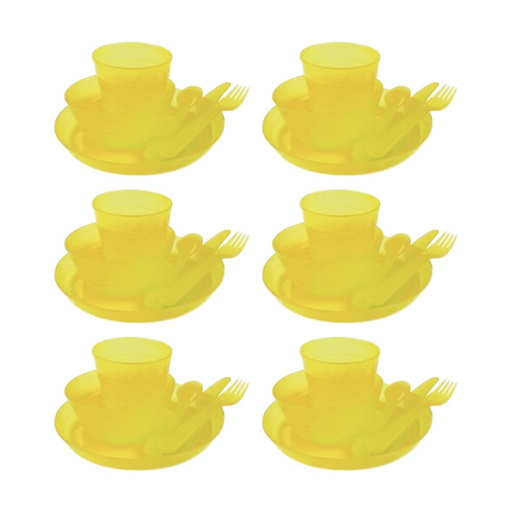 6x 6pc Cockatoo Camping Kids Camp Dinner Set Lightweight With Storage Bag