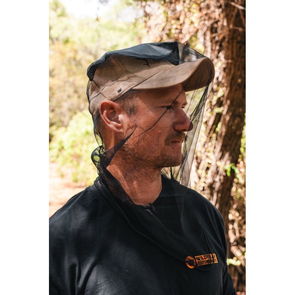 3PK Wildtrak Deluxe Mosquito Head Net With Drawstring Bug Protection