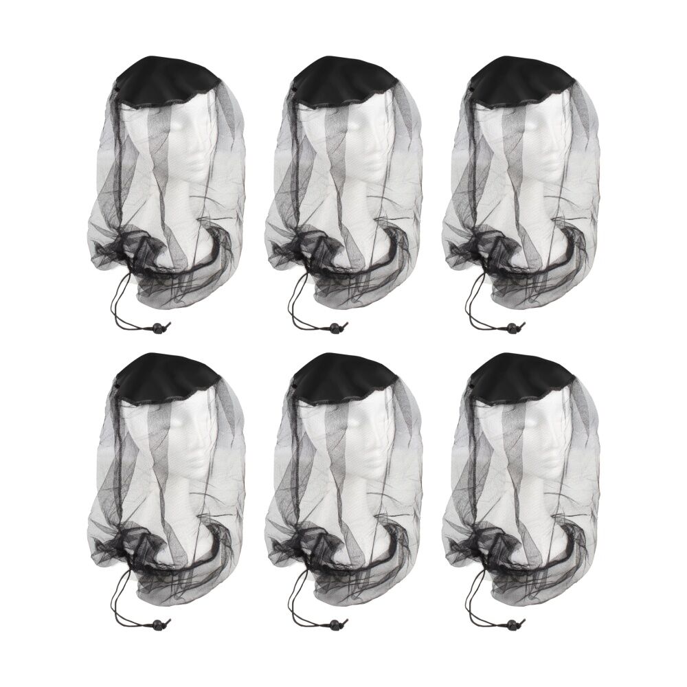 6PK Wildtrak Deluxe Mosquito Head Net With Drawstring Bug Protection