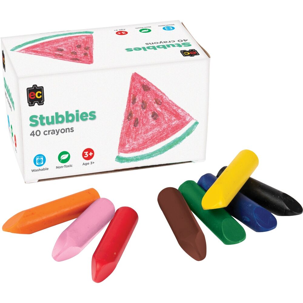 4x 40pc Educational Colours Stubbies Kids Classroom Crayons Box 3y+