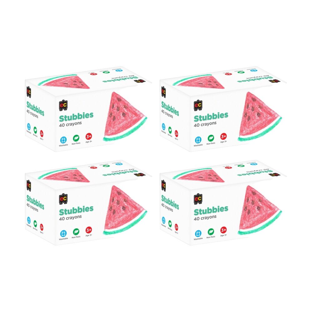 4x 40pc Educational Colours Stubbies Kids Classroom Crayons Box 3y+