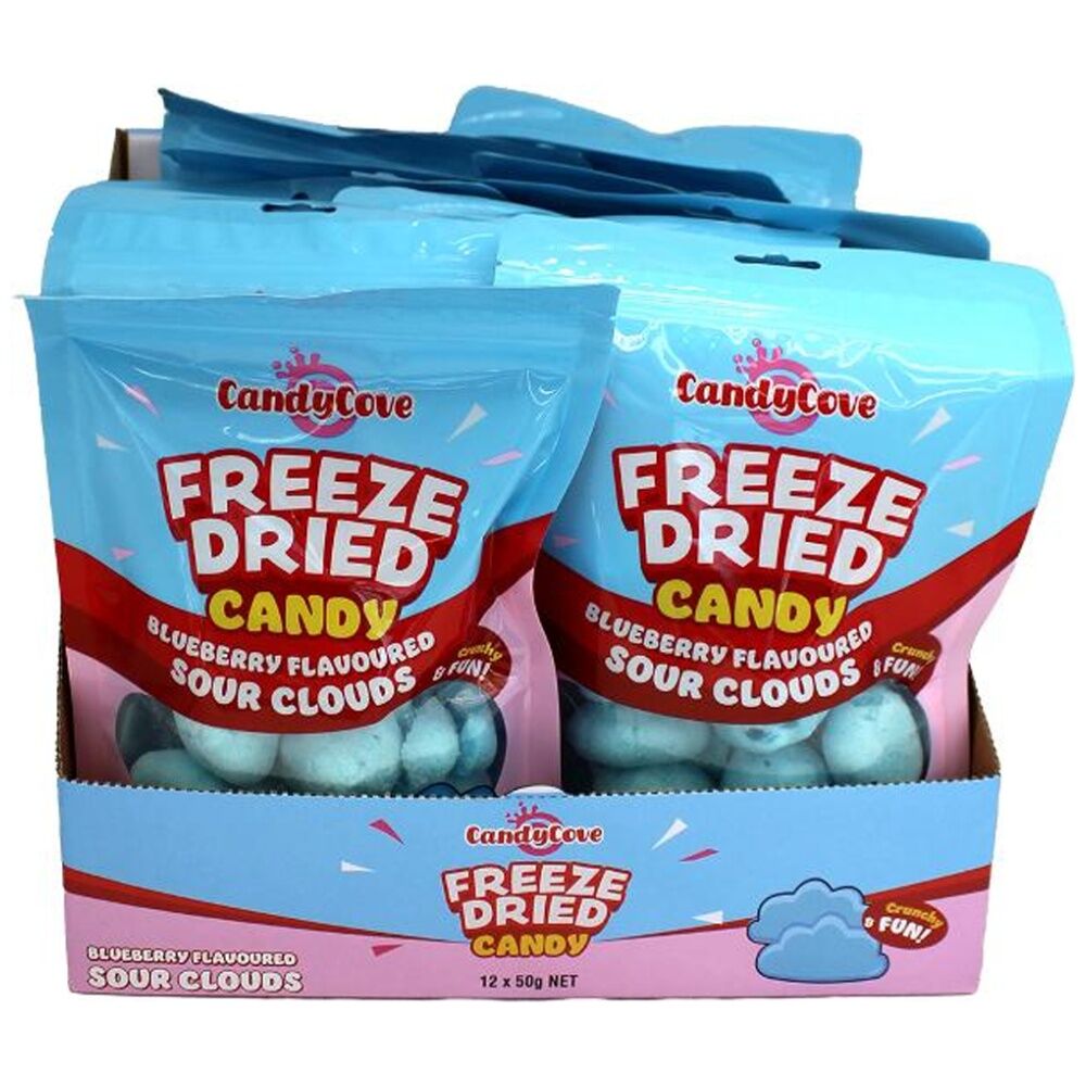 12PK Candy Cove Candycove Freeze Dried Sour Clouds 50g Fruit Flavour Gummies