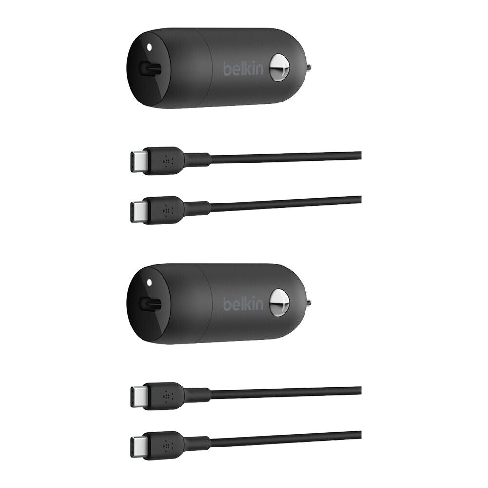 2PK Belkin BoostCharge USB-C Car Phone Charger W/ PPS & Cable 30W