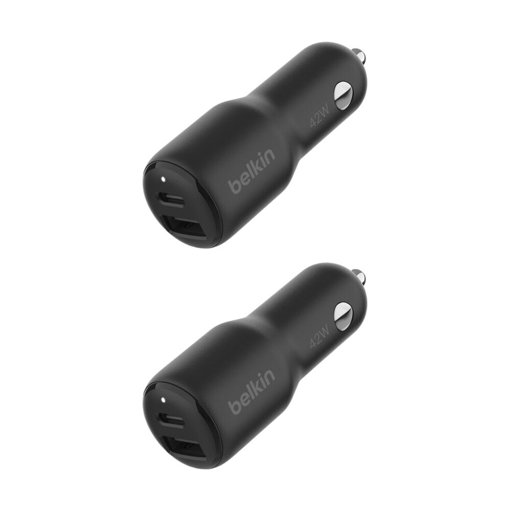 2PK Belkin BoostCharge Dual Port Car Phone Charger W/ USB-C Power Delivery 42W