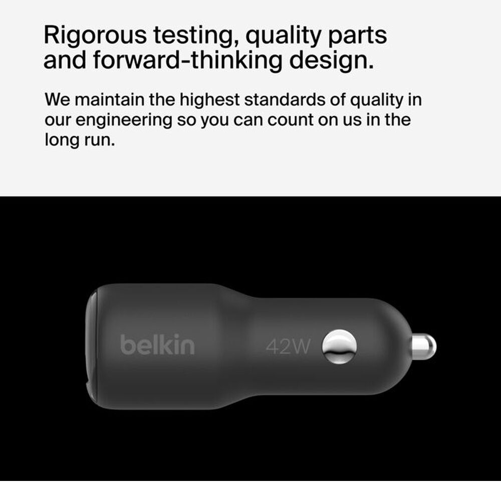 2PK Belkin BoostCharge Dual Port Car Phone Charger W/ USB-C Power Delivery 42W