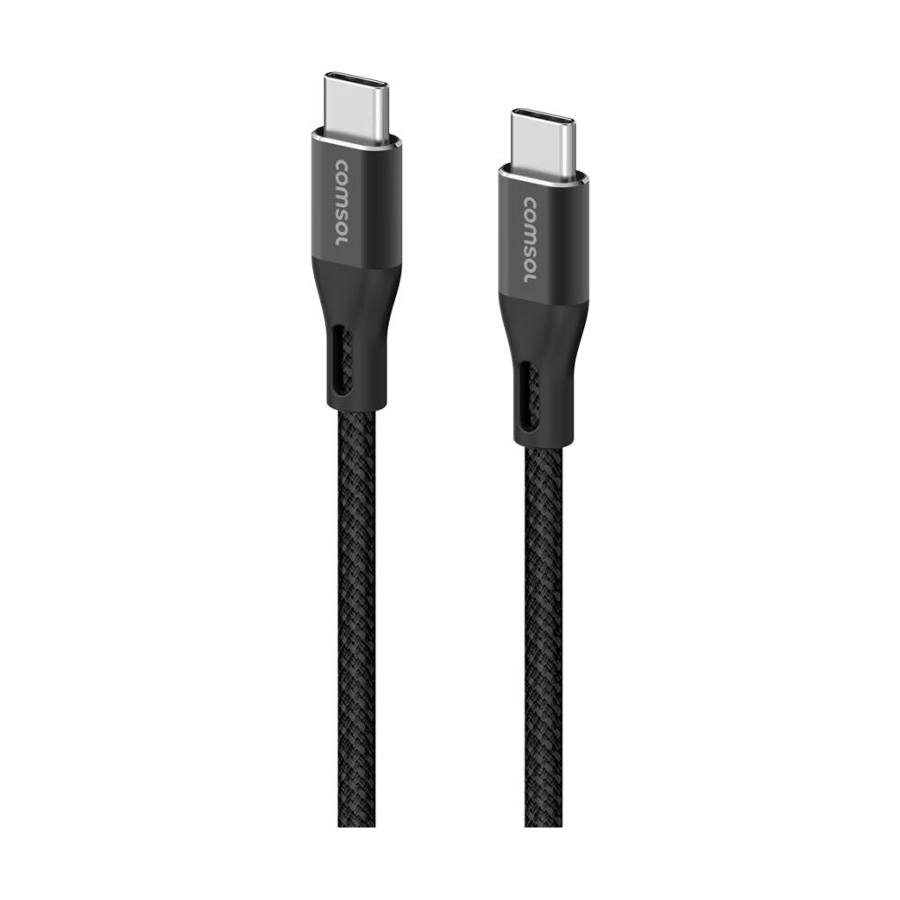 2PK Comsol USB-C To USB C Braided Data Transfer Charge Cable Black 3m