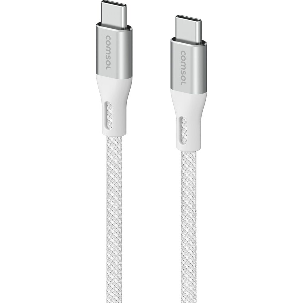 4PK Comsol USB-C To USB C Braided Data Transfer Charge Cable White 3m
