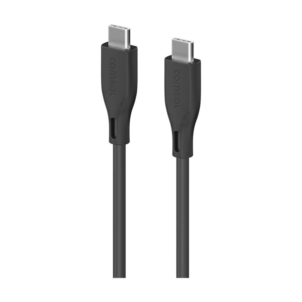 2PK Comsol USB-C To USB C Silicone Soft Data Transfer Charge Cable Black 1.2m