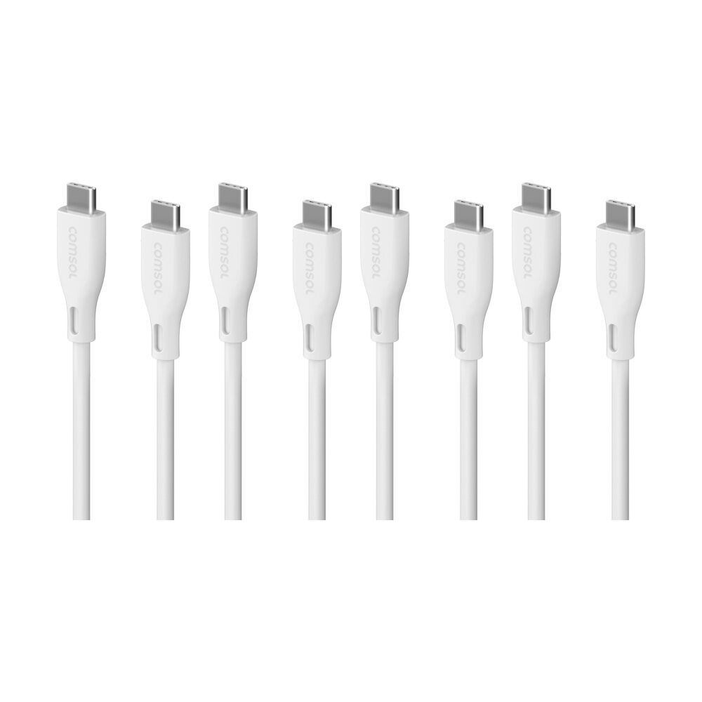 4PK Comsol USB-C To USB C Silicone Soft Data Transfer Charge Cable White 1.2m