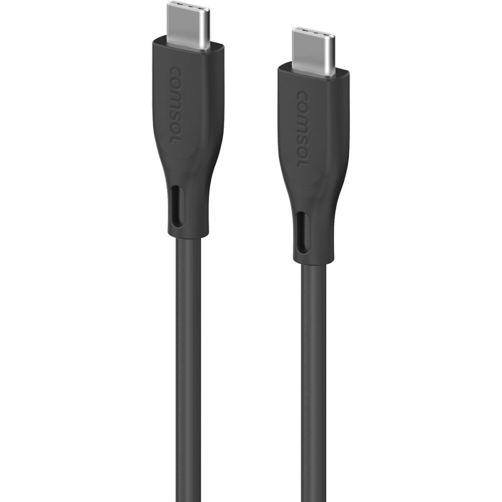 4PK Comsol USB-C To USB C Silicone Soft Data Transfer Charge Cable Black 2m