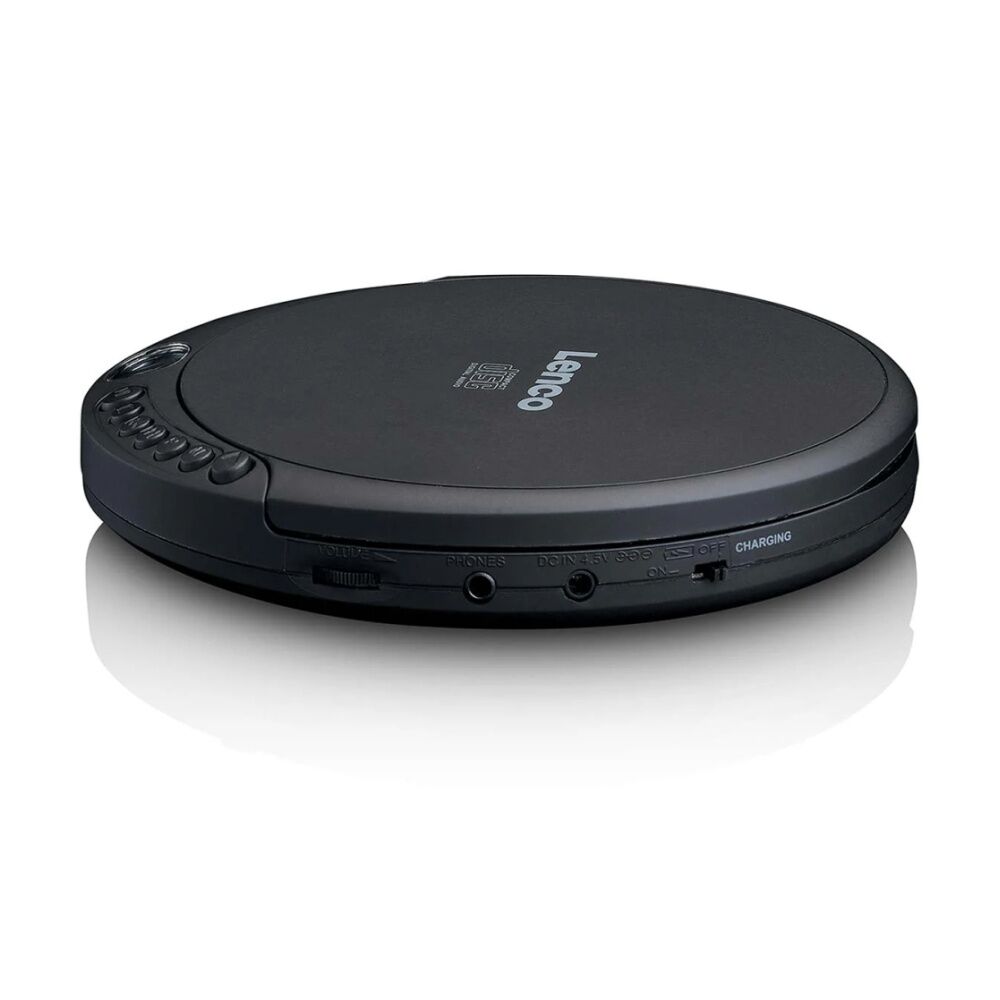 Lenco CD-010 Portable CD Player W/ LCD Screen & In-Ear Wired Earphones Black