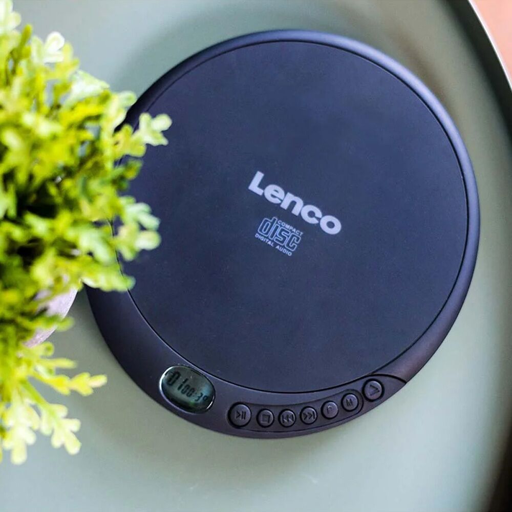 Lenco CD-010 Portable CD Player W/ LCD Screen & In-Ear Wired Earphones Black