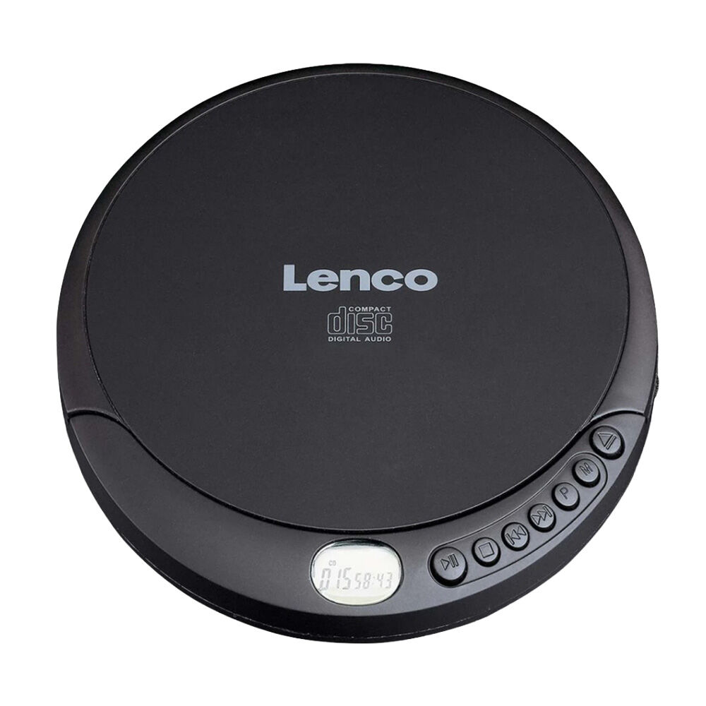 Lenco CD-010 Portable CD Player W/ LCD Screen & In-Ear Wired Earphones Black