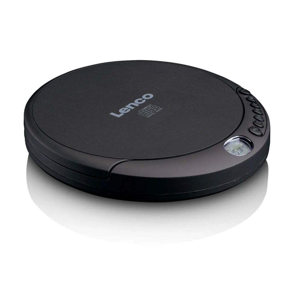 Lenco CD-010 Portable CD Player W/ LCD Screen & In-Ear Wired Earphones Black