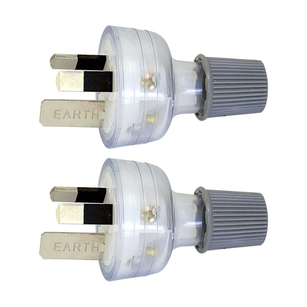 2PK Hpm 3 Pin 15A Plug Top Clear Power Electrical Outlet Connector Plastic