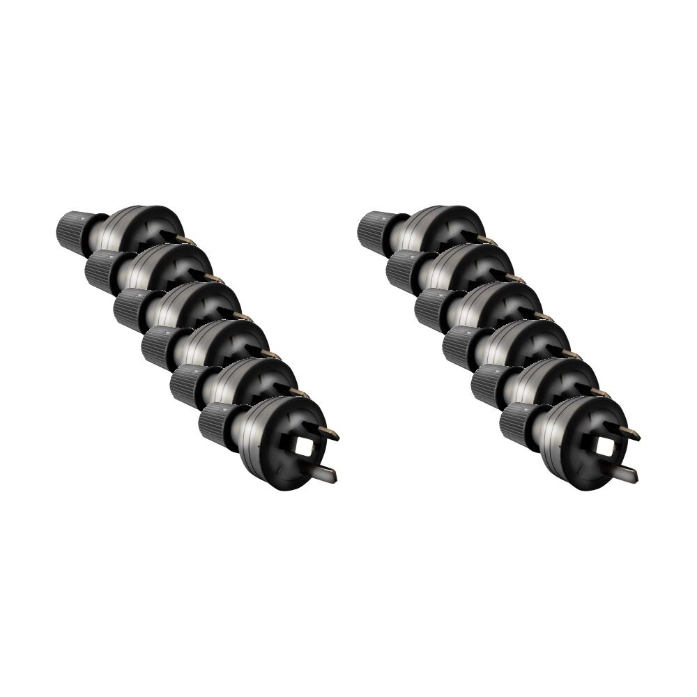 12PK Hpm 3 Pin PVC Plug Top Black Electrical Power 10Amp 8mm Cable Entry