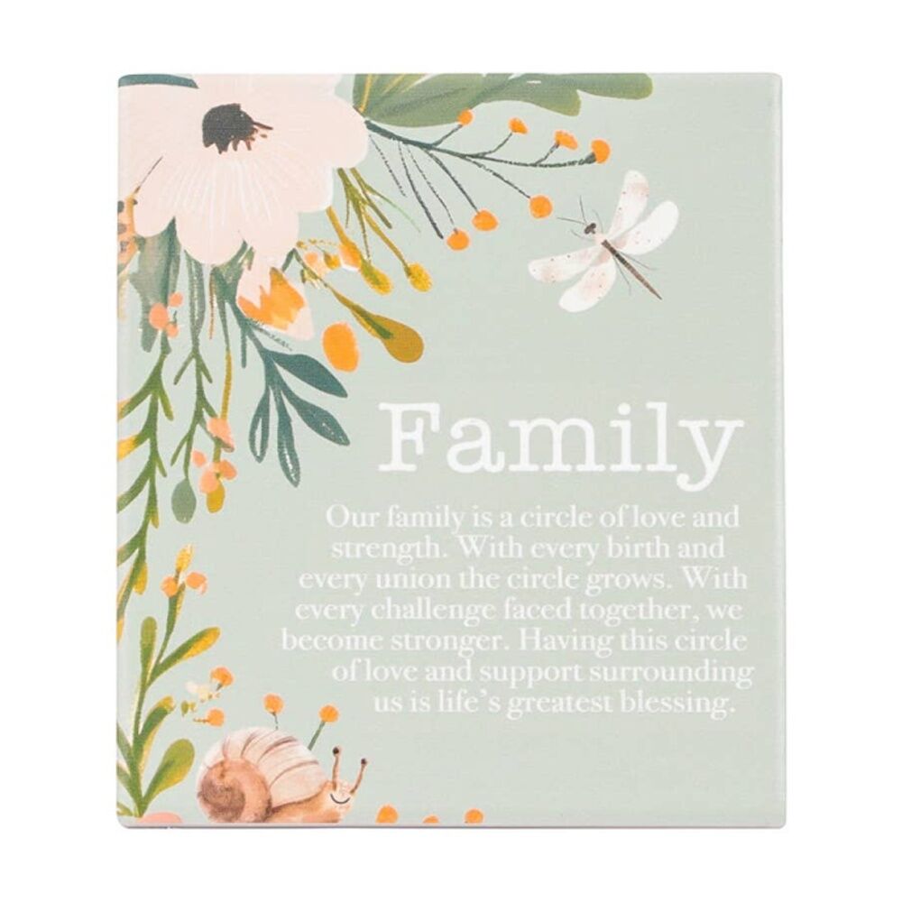 Cottage Grove Family Verse Ceramic Embossed Green White 12x14x1cm