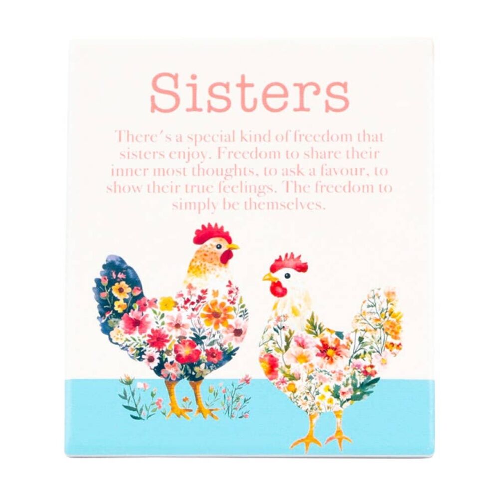 Cottage Grove Sisters Verse Ceramic Embossed Pink Aqua 12x14x1cm