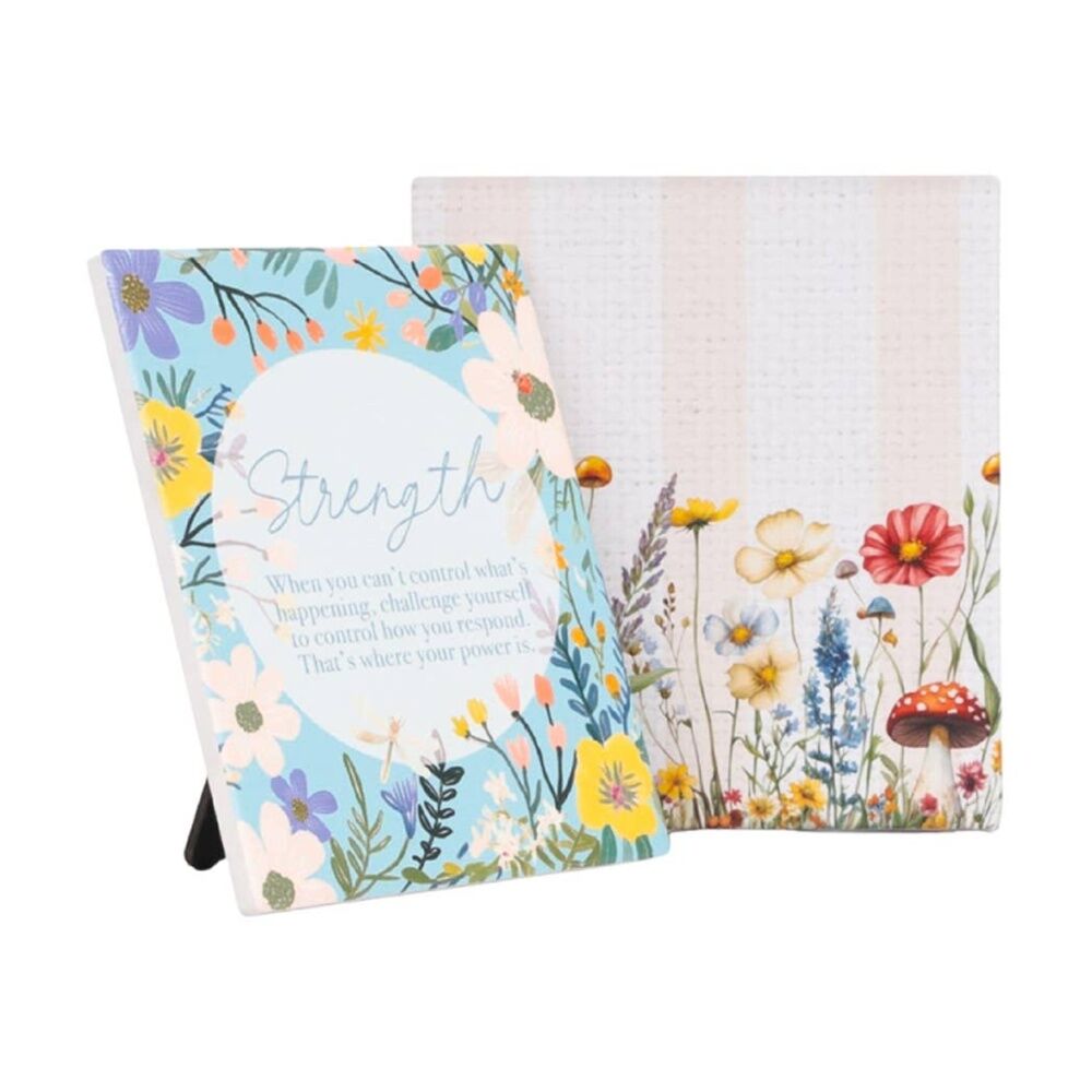 2PK Cottage Grove Strength Verse Ceramic Embossed Multi-Colour 12x14x1cm