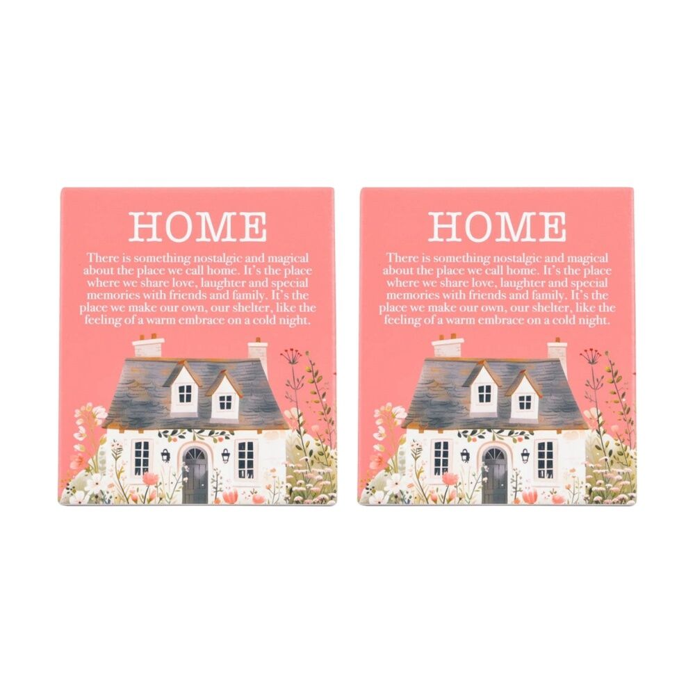 2PK Cottage Grove Home Verse Ceramic Embossed Pink White 12x14x1cm