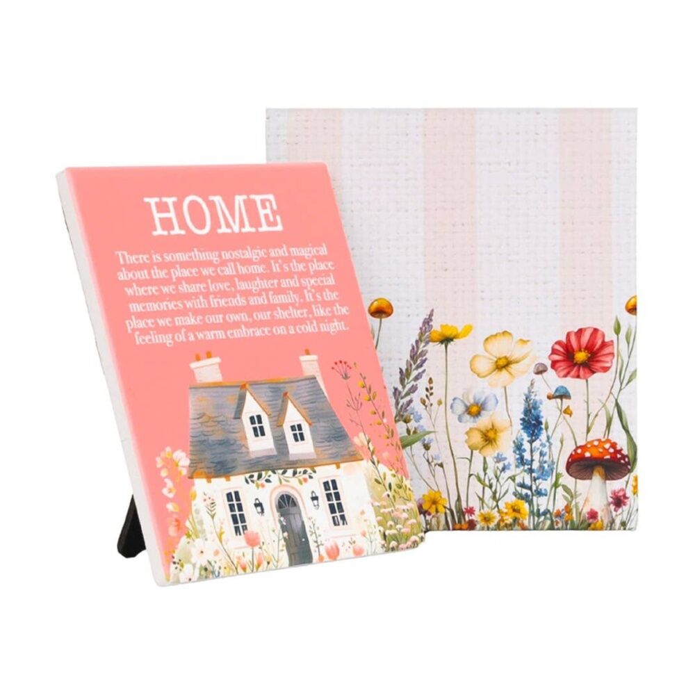 2PK Cottage Grove Home Verse Ceramic Embossed Pink White 12x14x1cm