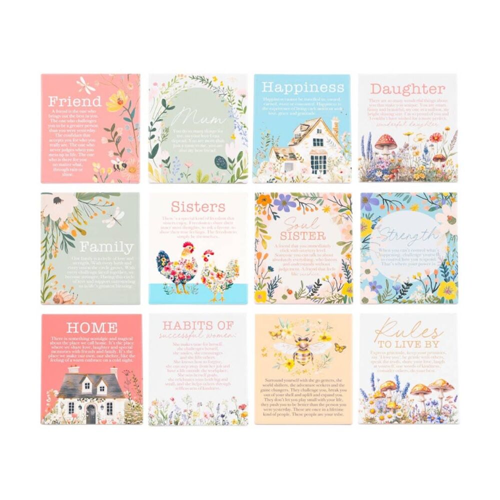 2PK Cottage Grove Home Verse Ceramic Embossed Pink White 12x14x1cm