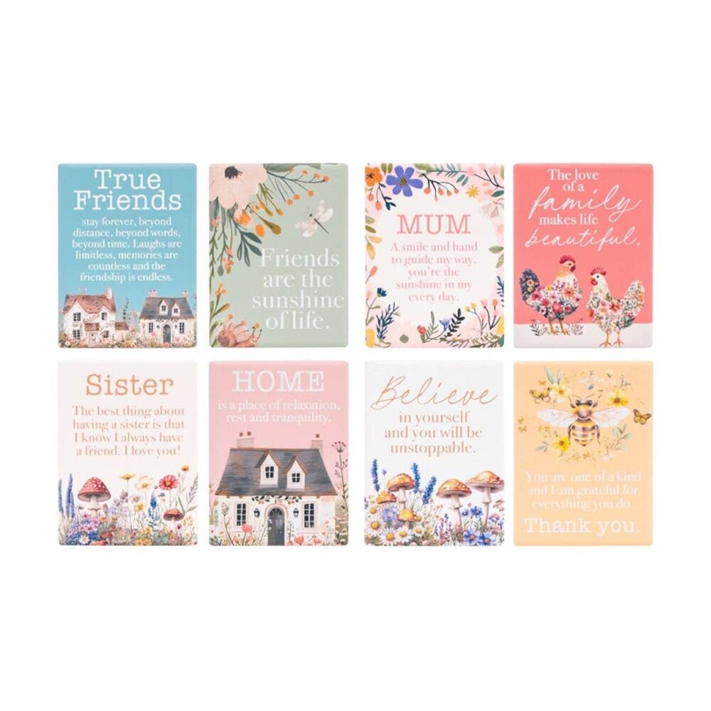 3PK Cottage Grove Mum Ceramic Magnet Embossed Design White Pink 6x8cm