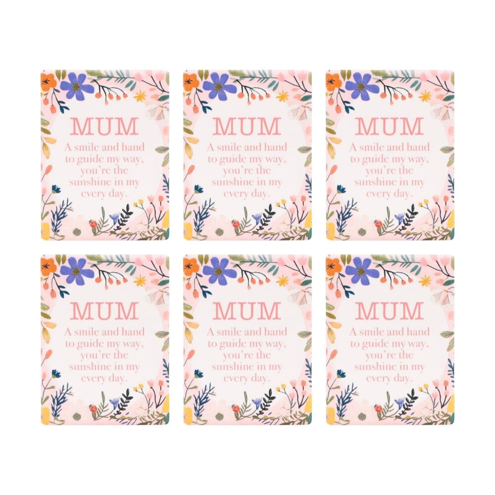 6PK Cottage Grove Mum Ceramic Magnet Embossed Design White Pink 6x8cm