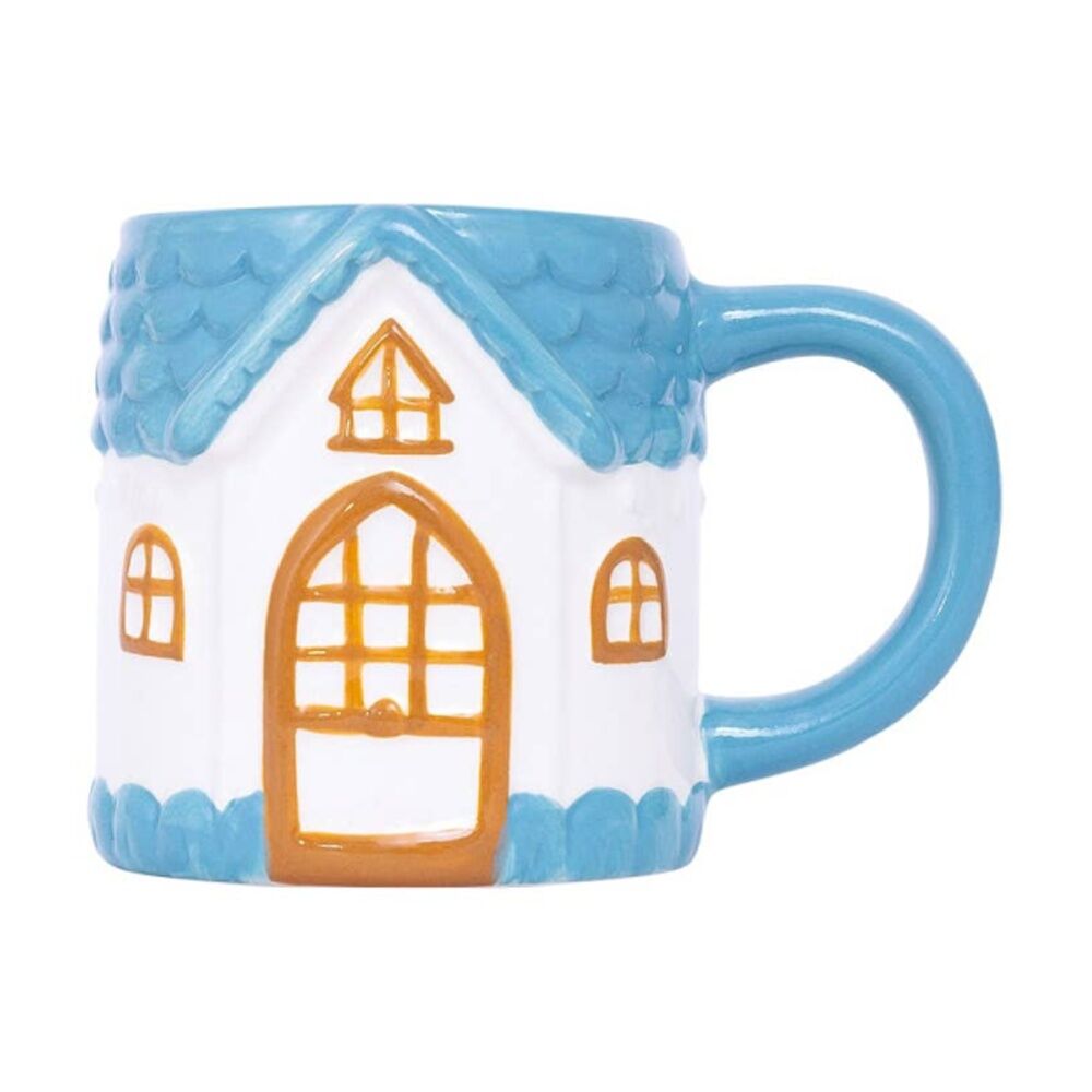 Cottage Grove House Mug Hand Painted Ceramic Novelty Blue 380ml