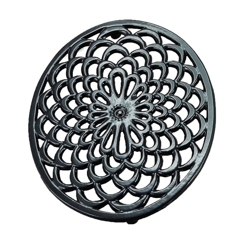 2PK G&S Cast Iron Enamelled Oval Trivet Durable Heat Protector Black 25x20cm