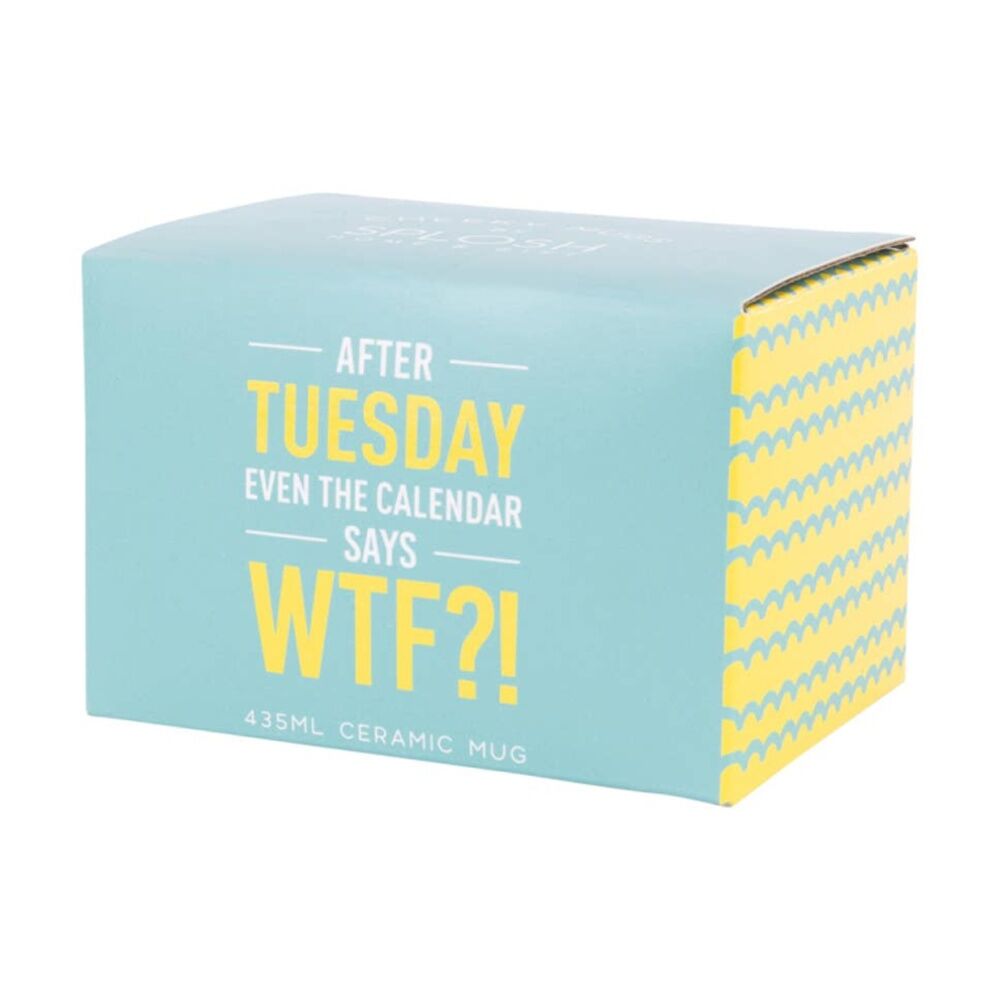 Cheeky Mugs WTF Ceramic Mug Microwave Dishwasher Safe Aqua 390ml