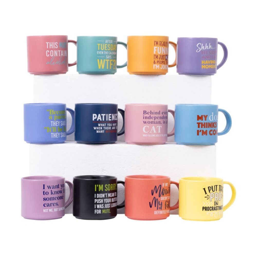 Cheeky Mugs WTF Ceramic Mug Microwave Dishwasher Safe Aqua 390ml