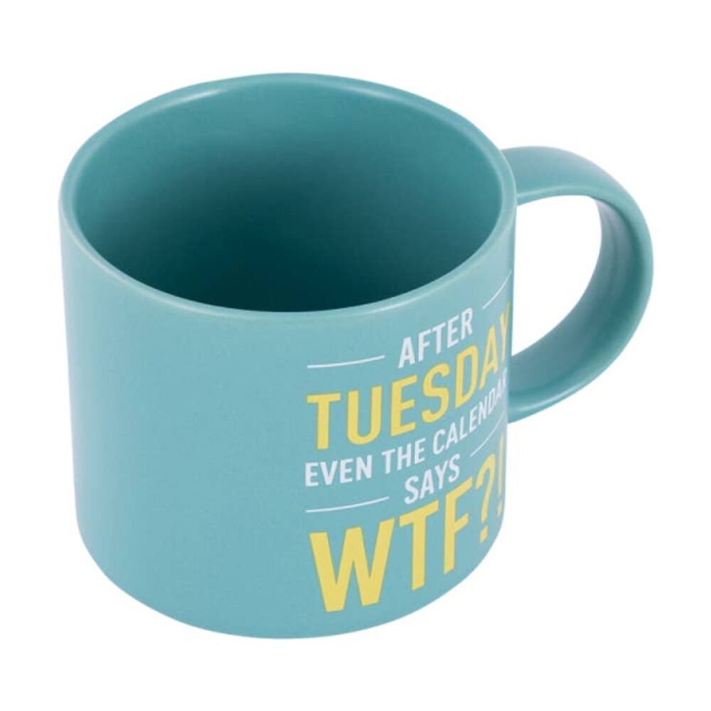 Cheeky Mugs WTF Ceramic Mug Microwave Dishwasher Safe Aqua 390ml