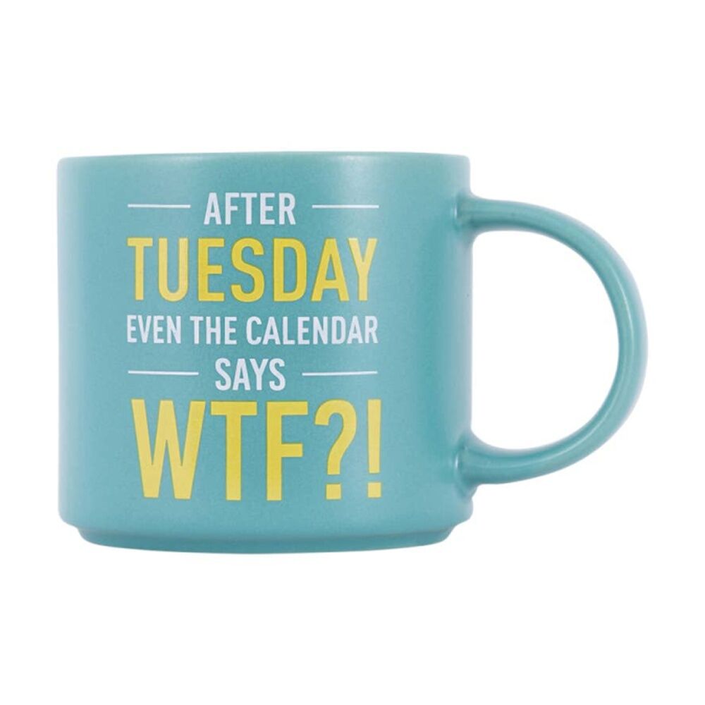 Cheeky Mugs WTF Ceramic Mug Microwave Dishwasher Safe Aqua 390ml