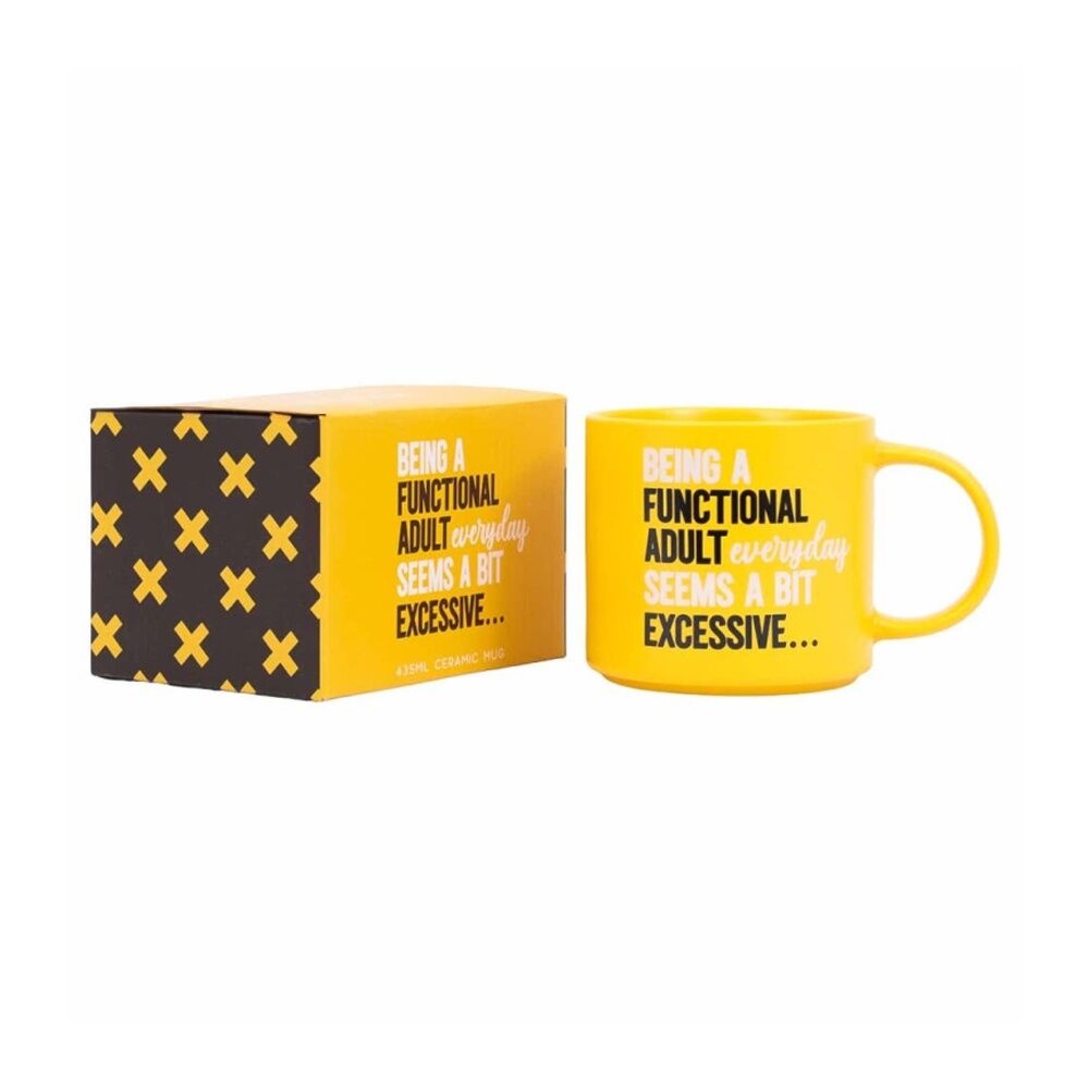 6PK Cheeky Mugs Functional Mug Ceramic Microwave Safe Yellow 390ml