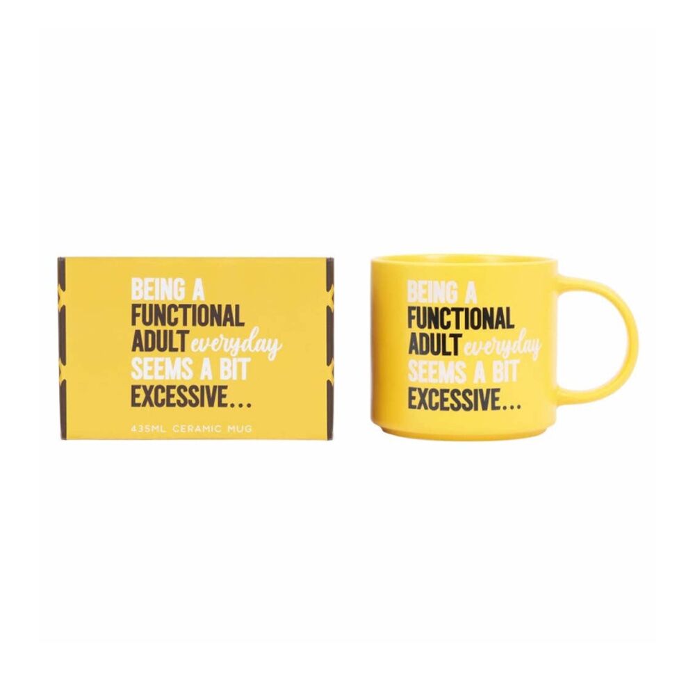 6PK Cheeky Mugs Functional Mug Ceramic Microwave Safe Yellow 390ml