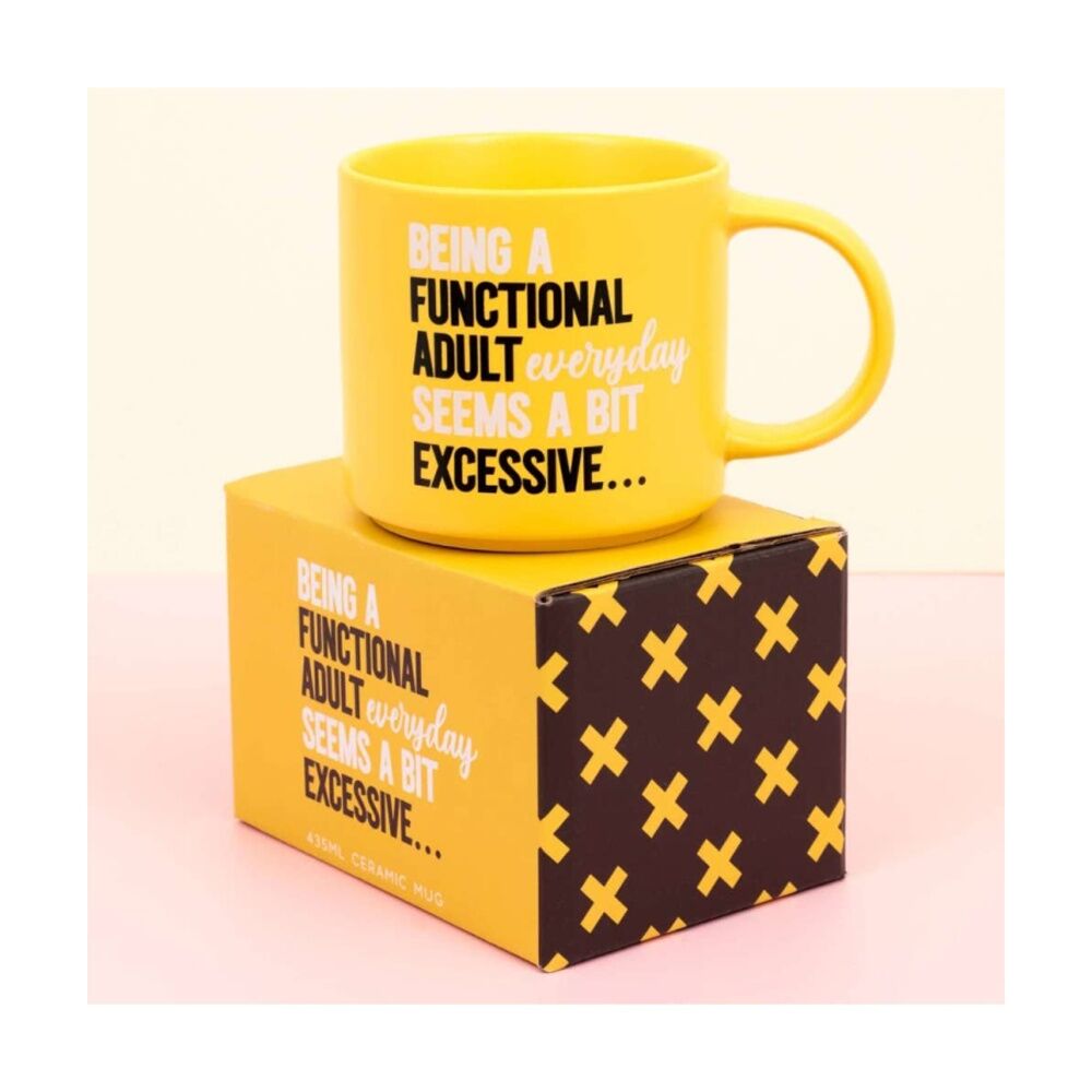 6PK Cheeky Mugs Functional Mug Ceramic Microwave Safe Yellow 390ml