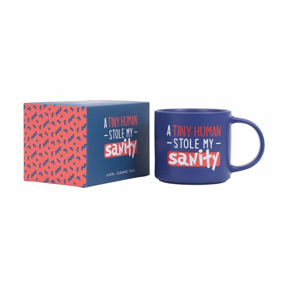 Cheeky Mugs Sanity Mug Ceramic Dishwasher Safe Dark Blue 390ml