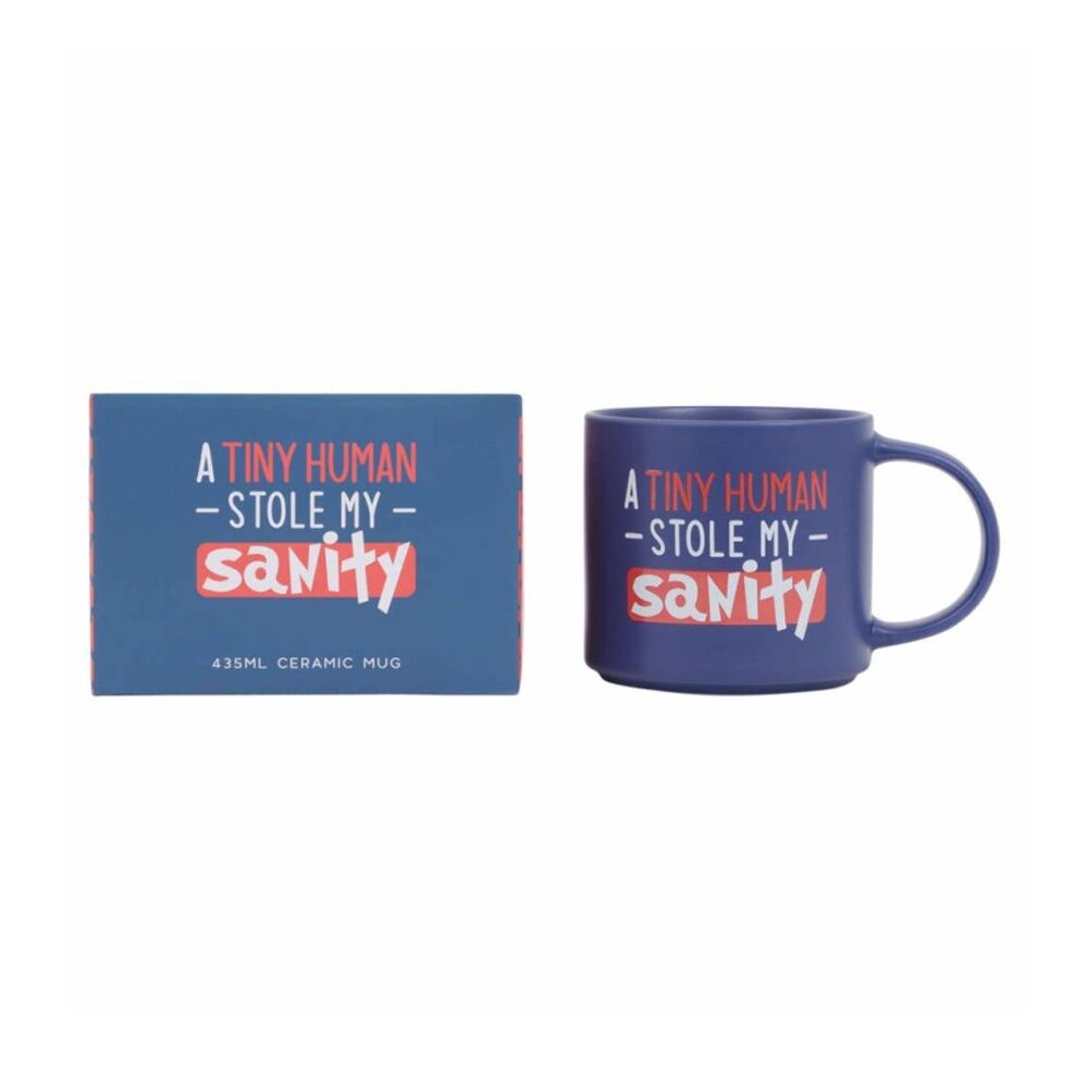 Cheeky Mugs Sanity Mug Ceramic Dishwasher Safe Dark Blue 390ml