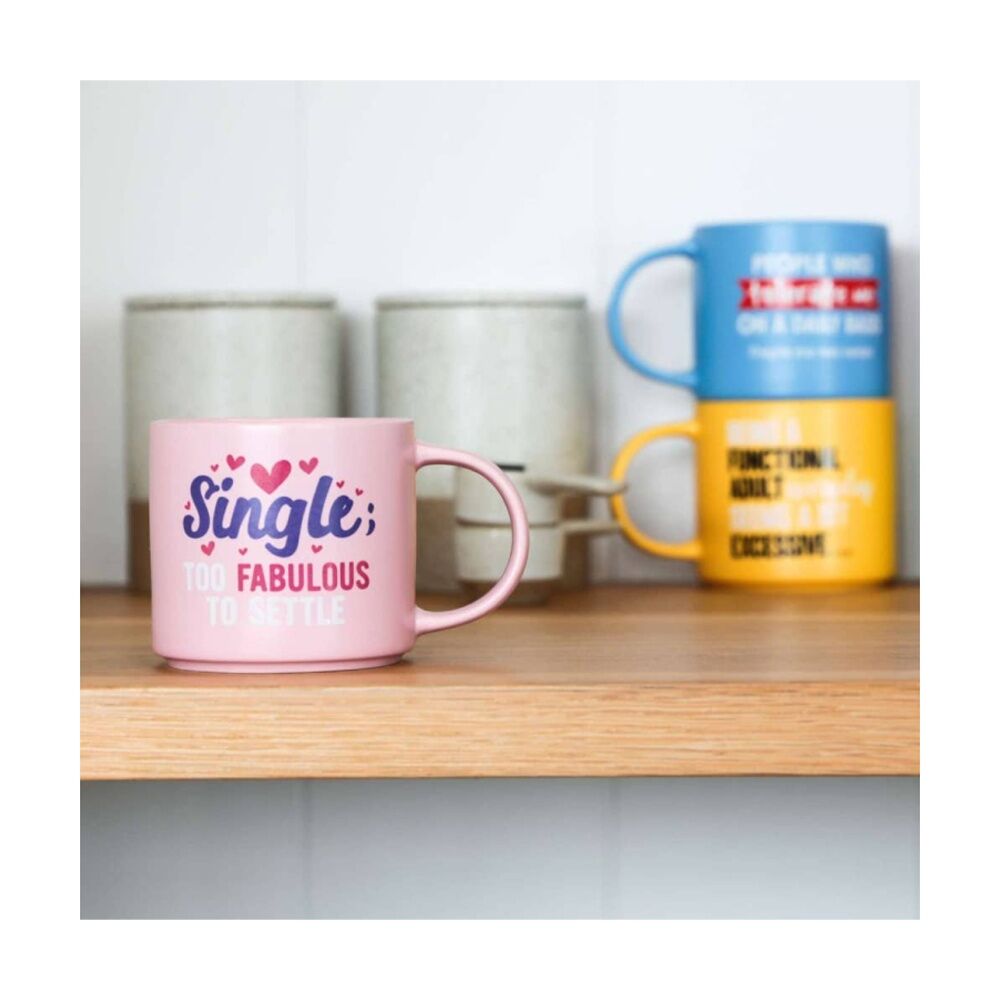3PK Cheeky Mugs Single Ceramic Mug Microwave Dishwasher Safe Pink 390ml