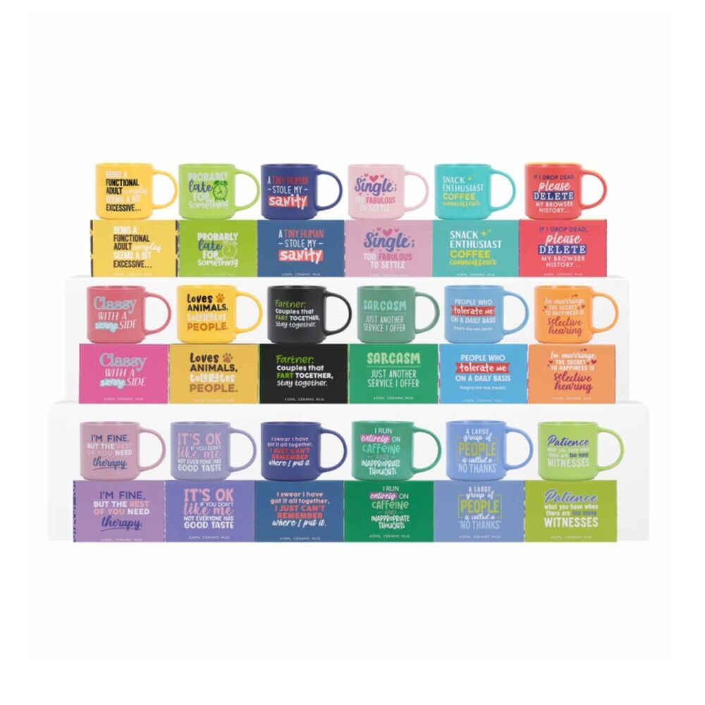 6PK Cheeky Mugs Delete Ceramic Mug Microwave Dishwasher Safe Red 390ml