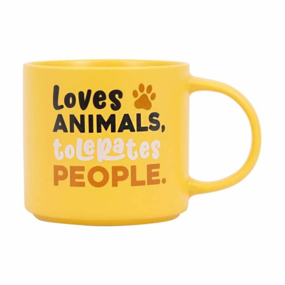 Cheeky Mugs Loves Animals Ceramic Mug Dishwasher Safe Yellow 390ml