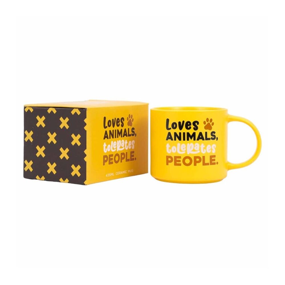 Cheeky Mugs Loves Animals Ceramic Mug Dishwasher Safe Yellow 390ml