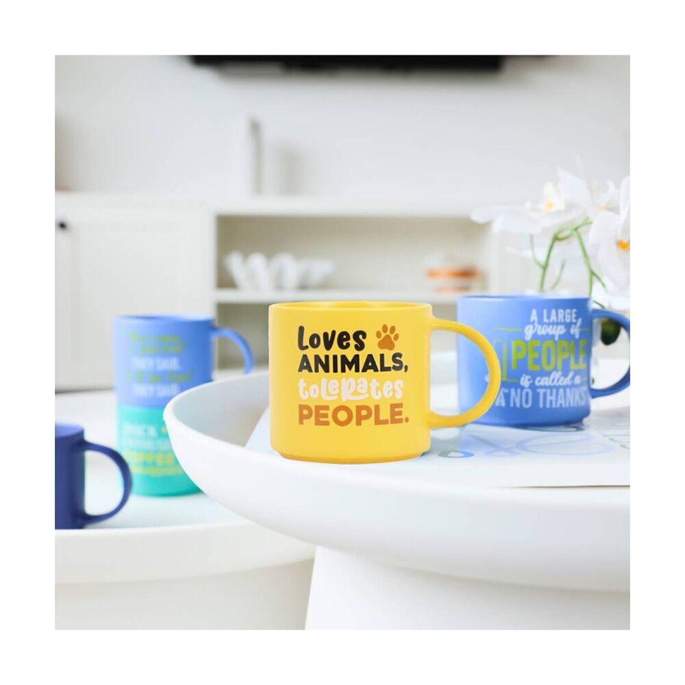Cheeky Mugs Loves Animals Ceramic Mug Dishwasher Safe Yellow 390ml