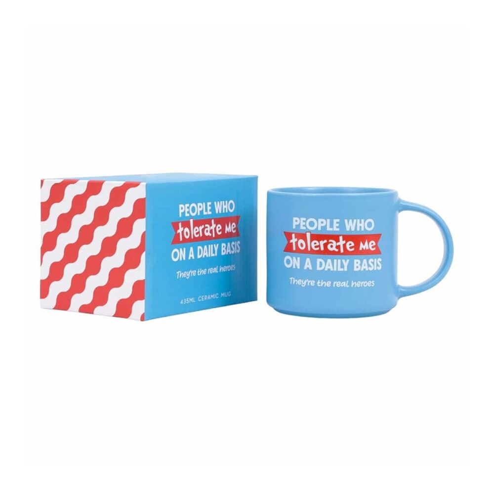 Cheeky Mugs Tolerate Ceramic Mug Microwave Dishwasher Safe Blue 390ml