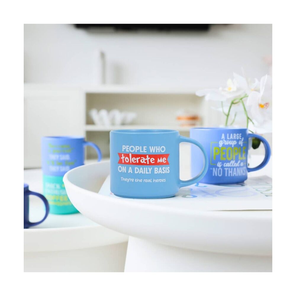 Cheeky Mugs Tolerate Ceramic Mug Microwave Dishwasher Safe Blue 390ml