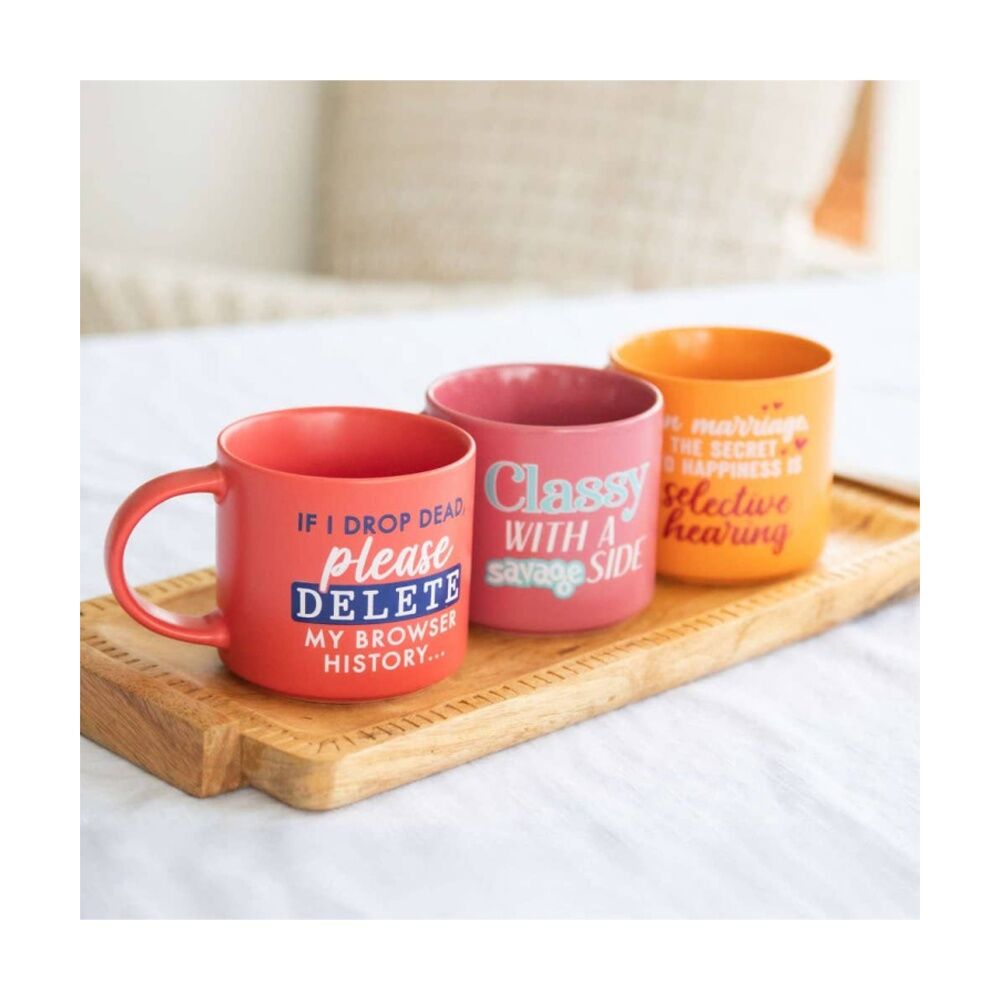 6PK Cheeky Mugs Marriage Ceramic Mug Microwave Safe Orange 390ml