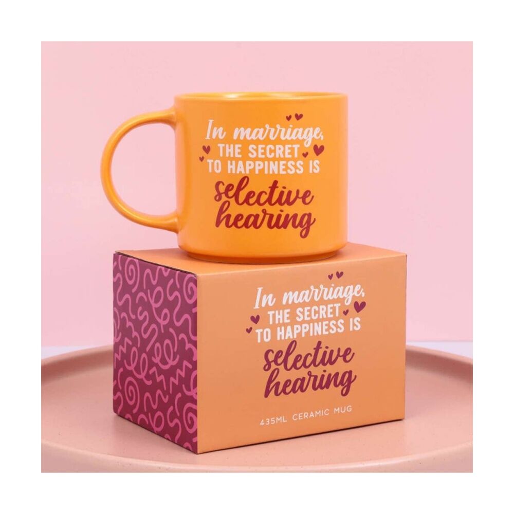 6PK Cheeky Mugs Marriage Ceramic Mug Microwave Safe Orange 390ml